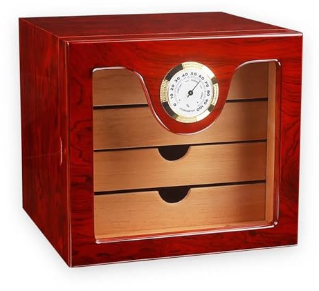 portatile da viaggio Humidor for sigari Humidor for sigari in legno di cedro Custodia for sigari di grande capacità 4 strati Humidor for sigari con igrometro Umidificatore Vernice for pianoforte scato