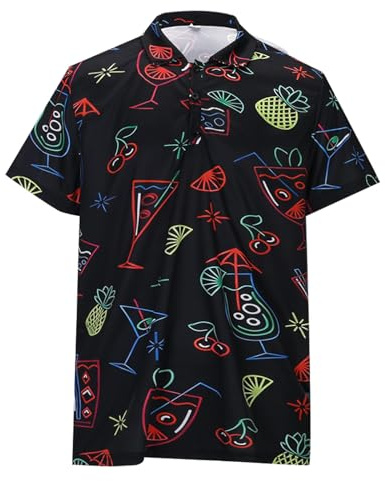 Ropa de Hombre Hombre Verano Solapa Camisa Para Impresión Retro Manga Corta Hombres Camiseta Interior Orgánica, Negro , XL