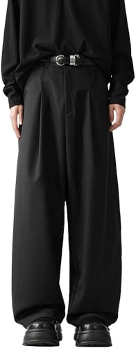 Pantaloni Eleganti da Uomo, vestibilità Regolare, Larghi, a Gamba Larga, Pantaloni Casual da Uomo con Cerniera e Pieghe