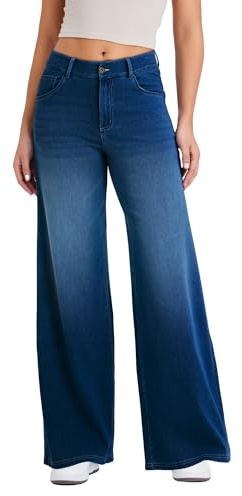LaiEr Wide Leg Jeans for Women with a Traditional Button and Zipper Placket Design,Straight Cut, Loose fit,Suitable for Casual, Yoga, Fitness High Elasticity Denim Pants.