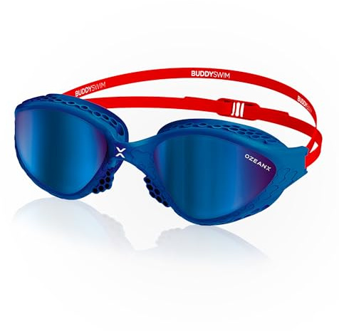 BUDDYSWIM Occhiali da nuoto OzeanX, antiappannamento con lenti panoramiche. Protezione UV400. Vestibilità idrodinamica Per nuotare in piscina e nel mare. Occhialini nuoto uomo e donna per acque libere
