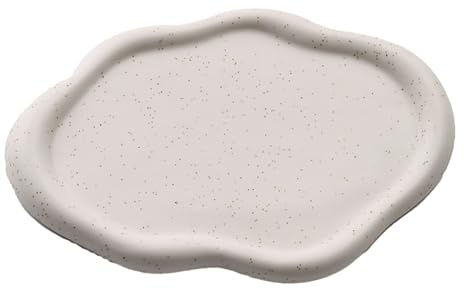 Vassoio per gioielli in ceramica, piatto di binnastro decorativo, supporto per piatto anello a forma di nuvola carina vano vano per vaschetto per anelli, orologi, occhiali, fasce (Ovale bianca)