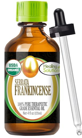 Healing Solutions HSO - 4 oz Organic Frankincense Essential Oil, Frankincense Oil for Skin, face Relief - 120 ml