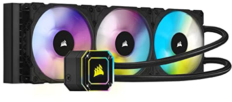 Corsair iCUE H150i ELITE CAPELLIX Refrigerador Líquido de CPU, 33 LED RGB CAPELLIX, Tres Ventiladores PWM de 120 mm ML RGB, 400 y 2.400 RPM, iCUE Commander CORE Incluido, Negro
