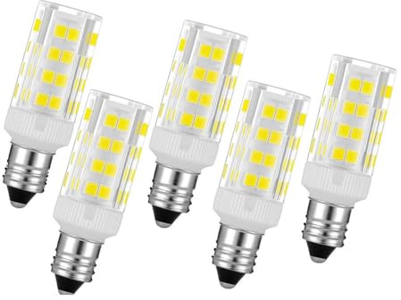 4W T4 LED E11 Mini Candelabra Light Bulbs | JD Mini can JDE11 Base / 35W E11 Halogen Bulbs Equivalent , Energy Saving Led Bulbs, Non Dimmable | for Table Lamps, Cabinet Lighting 5-Pack Warm White