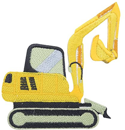 Finally Home Hochwertiger Kinder Bagger Patch zum Aufbügeln | Jungs LKW Patches, Jungen Baustellen Bügelbild, Flicken, Aufnäher, Bauarbeiter Bügelflicken