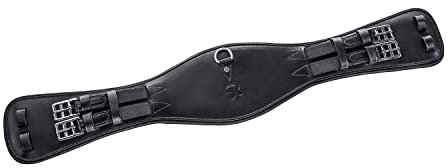 SUNRIDE short girth Monaco for horses made of soft genuine leather with D-ring for auxiliary reins (70 cm, black)