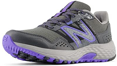 New Balance Women's 410 V8 Trail Running Shoe, Shadow Grey/Electric Indigo/Black, 10 M