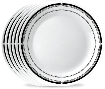 Corelle Vitrelle 10.25 Dinner Plates Set, Triple Layer Glass and Chip Resistant, Lightweight Round Plates, 6-Piece Brasserie