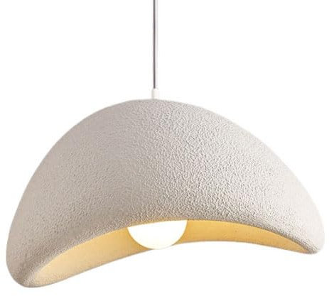 WOLWES Lustre à une tête de base E27, suspension au plafond encastrée, abat-jour suspendu en béton de style rétro japonais, restaurants, bars, chevet, luminaires de décoration