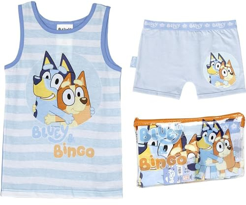 CERDÁ LIFE'S LITTLE MOMENTS Pack Pijama Corto de Tirantes y Neceser de Bluey Juego, Azul, 5 años Unisex niños