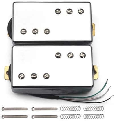 SAPHUE Two Line 3+3 Brass Cover Humbucker Guitar Pickup 4 Coil Cable 7.5k/15k Coil Splitting Pickup for LP Guitar Chrome