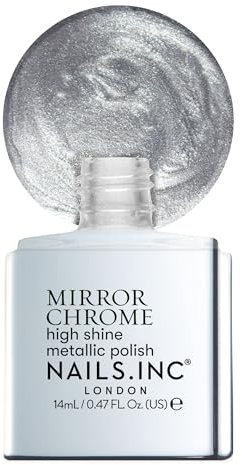 Nails Inc You’re Being Chromatic, Pink, Metallic Mirror Chrome, No Chip, Long Lasting, Quick Dry, Air Dry, Professional Manicures & Pedicures, Fingernails & Toenails, Vegan Nail Polish, 14 ML