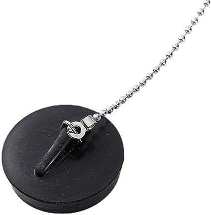 Zeizafa Tappo per vasca da bagno in gomma con catenella, pratico tappo di scarico in gomma, per lavelli da cucina e bagno, 40 mm