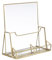 SUMTree A4 Gold Prospekthalter mit Visitenkartenständer Glas Prospektständer mit 2 Visitenkartenhalter, Broschürenhalter für Büro, Theke, Shop, Café Flyerständer für Menü, Faltblatt, Katalog Display