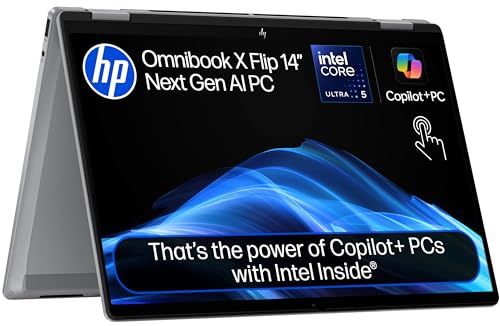HP OmniBook X Flip NGAI 14 Laptop | CoPilot+ PC | Intel® Core™ Ultra 5-226V Processor | 16GB RAM | 512GB SSD | Intel® Arc™ 130V | 2K IPS Touchscreen | Up to 22.75Hr Battery | Windows 11 | 14-fm0005sa