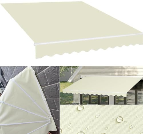 Manuellt infällbart markisöverdrag, 3-7 meter, vattentätt, for uteplatser/balkonger/trädgårdar(5x3meters)