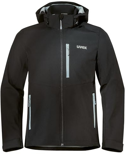 Uvex Softshelljacke für Herren – wasserdicht & winddicht, Outdoor Arbeitsjacke – Schwarz (Größe M)