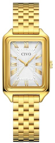 CIVO Watches for Women with Small Wrists: Vintage Quartz Bracelet Watch with Roman Dial - Gold Three-Hand Stainless Steel Watch - Gifts for Girlfriend Wife Mother on Anniversary Birthday