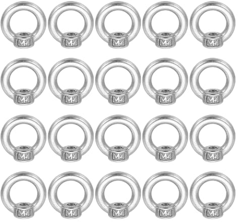 QUARKZMAN Dado Ad Anello Per Sollevamento M4, 304 Acciaio Inossidabile Dato Femmina Ad Anello Per Fissaggio Ingegneria Portuale Marina Argento, Confezione Da 20