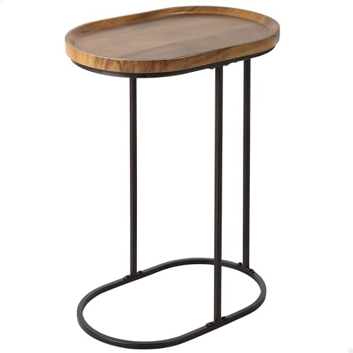 AKTIVE MAX Home Mesa Auxiliar, 45x30x60 cm, Peso máximo soportado 5 kg, Redonda, Efecto Roble, Estructura metálica Negra, Mesita de Centro, Decoración para salón, Dormitorio, Oficina (18503)