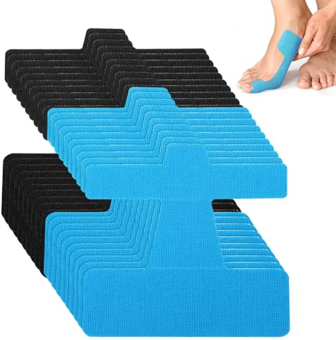 Hallux Valgus Kinesiotapes, 20 Stück Vorgeschnittene Sport & Physio Tapes für Zeh und Fuß, Precut Kinesiologie Tape bei Ballenzehen Hautfreundlich und latexfrei(10*Schwarz + 10*Blau)