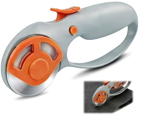 Cutter Rotatif Couture,Multiusage Cutter Rotatif pour Couture,Lame rotative avec Poignée en boucle,Coupe Précise du Tissu,du Papier et du Cuir,Idéal pour les Projets Créatifs