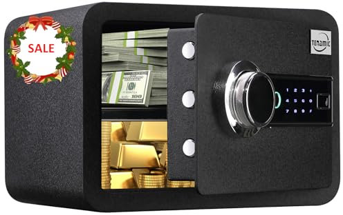 Tenamic Cassaforte biometrica per impronte digitali da 0,85 metri cubi, impermeabile, a prova di fuoco, con luce a induzione e pelle, in lega di acciaio massiccio, per ufficio, hotel, casa,