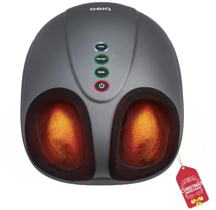 Breo Electric Foot Massagers for Pain and Circulation with Heat, Shiastu Foot Massager Deep Kneading, Air Compression, Rolling Massage for Tired Feet and Plantar Fasciitis, Fits up to EU Feet Size 46
