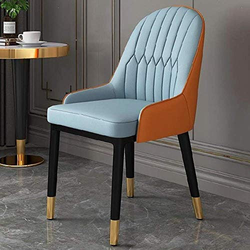 NZDY Esszimmerstuhl mit Rückenlehne, Lazy Computer-Stuhl, tragbar, Netz, roter Esstisch und Stuhl, einfacher Haushalt, Einzelbett, klein, Wohnungsstuhl, modern (lila + braun), hellblau + orange