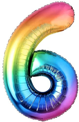 Balloon 6th Birthday Number 6 Multicolor XXL Giant Foil Balloon 40” Birthday Decoration. Flies with Helium.
