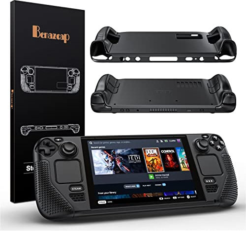 Benazcap Silikon Hülle für Steam Deck OLED 2023/Steam Deck 2021, Stoßfestes, Rutschfestes und Kollisionssicheres Grip Zubehör Kompatibel mit Valve Steam Deck Konsole, Schwarz