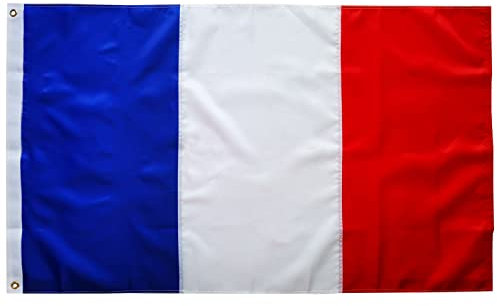 Drapeau francais 60x90cm-drapeau france avec œillets en laiton oxford 210D avec bandes cousues Qualité supérieure avec Couleurs Vives et Résistant à la décoloration, Pour l'extérieur et l'intérieur
