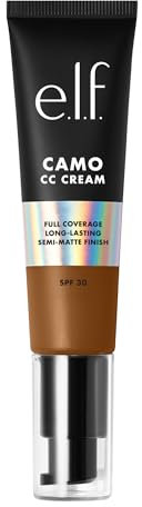 e.l.f. Camo CC Cream, Fond de teint correcteur de couleur à couverture moyenne à complète avec SPF 30, profondeur 530 W, 30 g