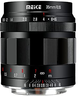 Meike 35mm f0.95 große Blende, manueller Fokus, kompatibel mit Panasonic Lumix M43 MFT Mount Digitalkameras, spiegellose Kameras
