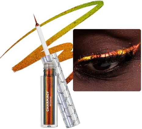 CHARMACY Chameleon Glitter Liquid Eyeliner, Metallic Shade Color Shift Eye Liner, Highly Pigmented, 24H Long-Lasting, Waterproof and Anti-Smudge, Ultra-Fine Tip (#901)
