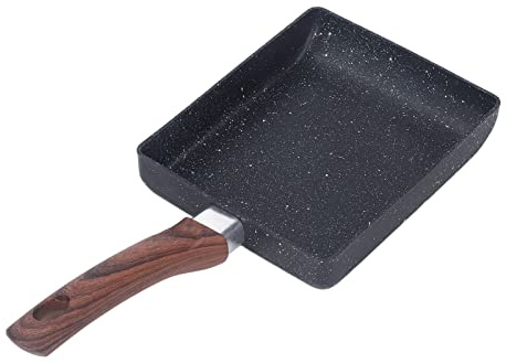 Shanrya Breakfast Flat Pan, Non Stick Aluminum Good Thermal Conductivity Tamagoyaki Frying Pan Phenolic Plastic Handle Multiple Purpose for Dorm (Big Size)