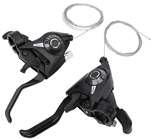 1Pair 3x7 21 Speed Bicycle Brake and Shifter Levers Combination Set with Gear Shift Cable Mountain Bike 7 Lever Left Right for Bikes City Racing