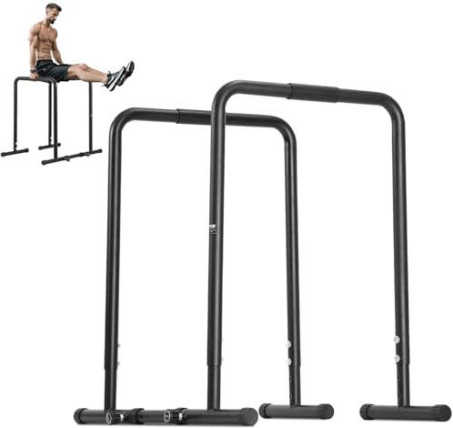 VEVOR Dip Bar, 440 lbs Capacity, Heave Duty Dip Stand Station with Adjustable Height, Fitness Workout Dip Bar Station Stabilizer Parallette Push Up Stand, Parallel Bars for Strength Training Home Gym
