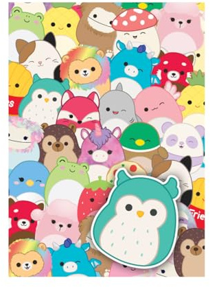Squishmallows Wrapping Paper - Two Sheets, Two Tags,Squishmallow Gift Wrap 70 x 50 cm each Sheet, Multi-Coloured