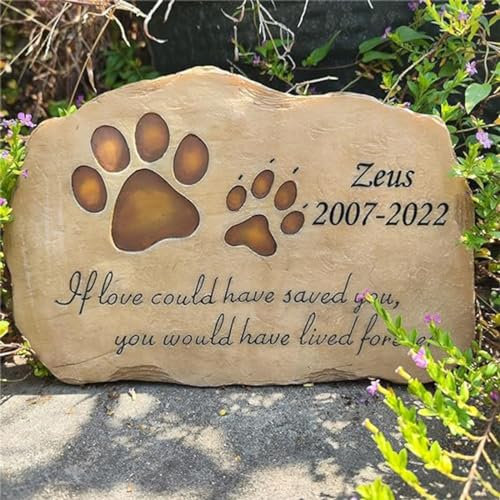 JHB Personalizzato Pet Memorial Pietre per Cane Gatto, Stampe Paw Personalizzate Cat Dog Memorial Garden Stepping Stones Cane Pietra Tomba del Gatto All'aperto