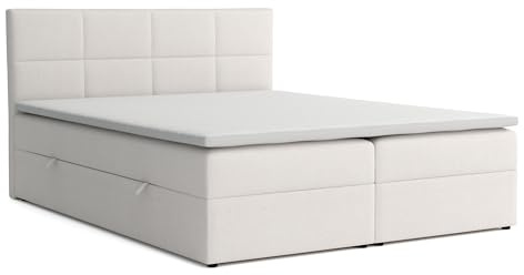 VENASI Betty Boxspringbett 140x200 mit Bettkästen und Matratze H2/H3 (Beige, 180 x 200 cm)