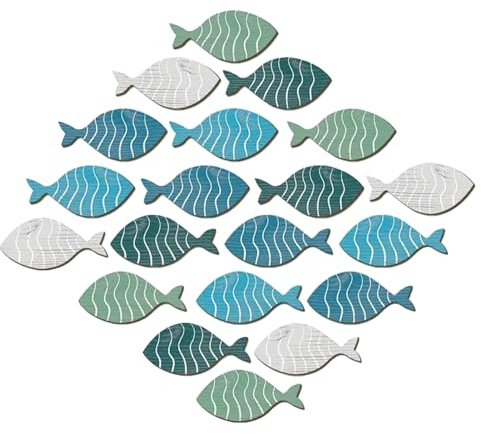 Generico 20 Pezzi Decorazioni Da Parete Con Pesci | Parete In Legno Con Pesci 'oceano | Adesivi Per Piastrelle Per Bagno | Decorazione da parete rustica Adesivi Per Bagno Per Pareti Impermeabili