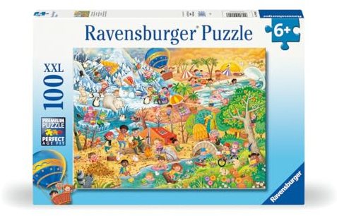 Ravensburger Four Seasons of Fun - 100 Piece Jigsaw Puzzles for Kids Age 6 Years Up - XXL Format