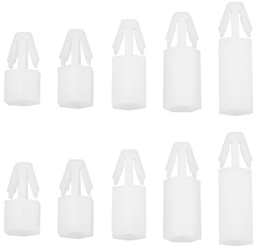 The Lord of the Tools 100pcs M3 Push in Fixed Support PCB Board Nylon Standoff M3 Hex Nylon Standoff Spacer for 1.0-2.0mm Thick PCB Board 4mm Hole, Length 5mm 6mm 8mm 10mm 12mm