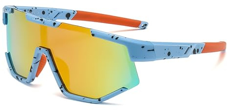 LOJUDI Kids Sunglasses Boys Girls - Polarised Sports Childrens Wrap Around Sun Glasses for Running Cycling Ski Baseball Cool Mirrored Teenagers UV400 Protection-Orange Mirrored