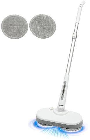 HOARLICN Lavapavimenti elettrico, elettrico, 99-120 cm, 9000r/min, 38,8 W, con quattro mop da 350 ml, indicatore della batteria, serbatoio dell'acqua e misurino, lunghezza e angolo regolabili