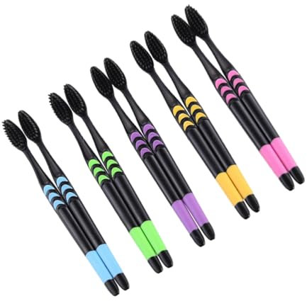 YOSADIER 10pièces Brosse à Dents Charbon De Écologique Manche Antidérapant Confortable Lot