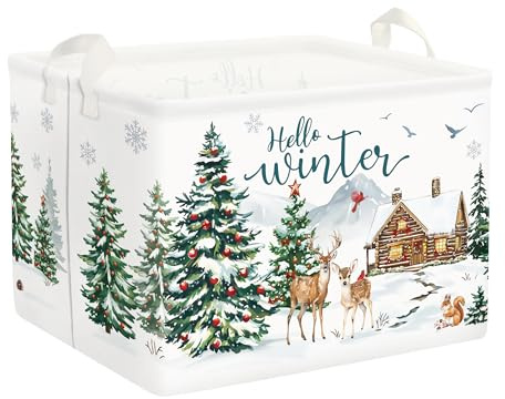 Clastyle Ceste Biancheria Bambini Animali di Cedro Cestino Giocattoli Vestiti Albero di Natale per Ragazzo Ragazza Cestino Portaoggetti per Bagno Cameretta Bucato, Cervo, 40x30x30 cm