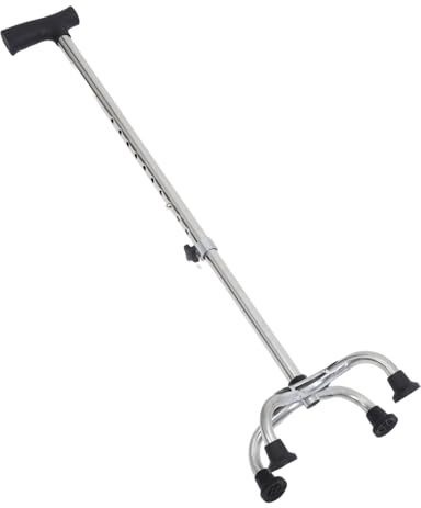 WEKADRIN Bastón Ajustable para Mayores con Base Antideslizante de Cuatro Patas Acero Inoxidable y Abs Soporte Estable para Caminar Interiores y Exteriores Ayuda Ortopédica para Equilibrio